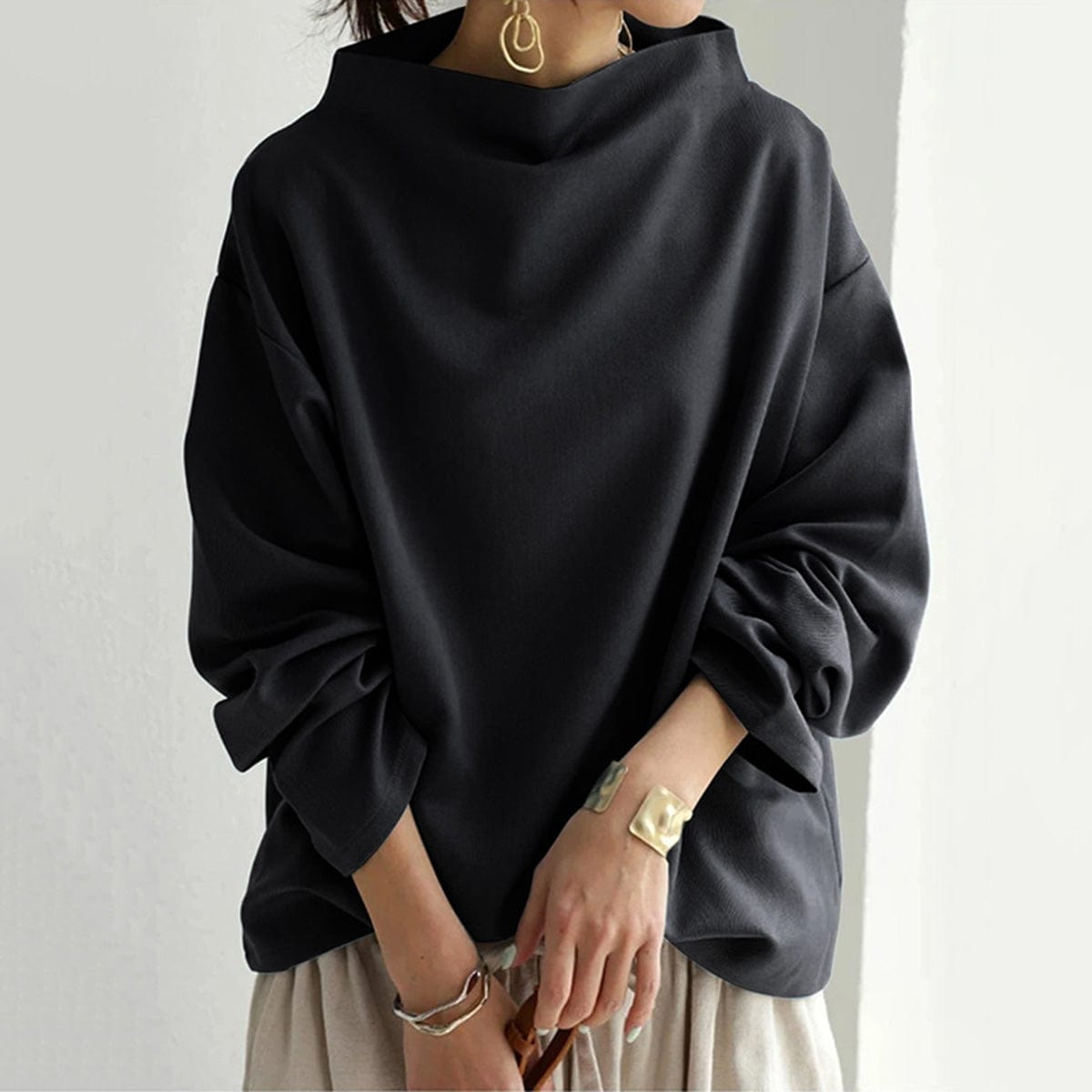 Women's High-Neck Soft Knit Jumper Top Modeberg Bern