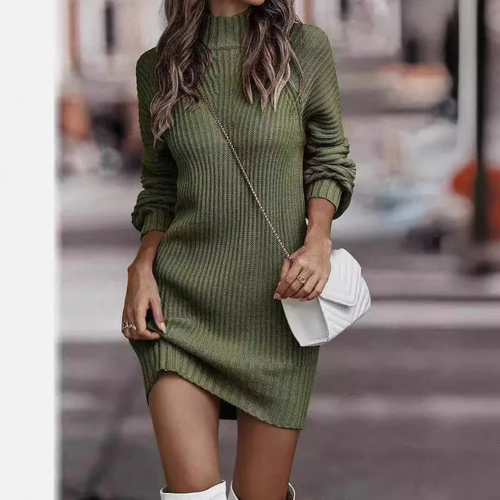 High Neck Knitted Jumper Dress with Long Sleeves Modeberg Bern