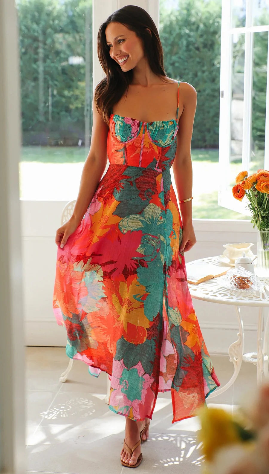 Selara™ Kleid mit Trägern und Blumenprint Modeberg Bern
