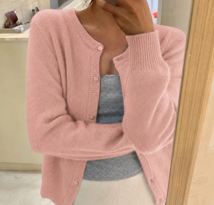 Soft Cashmere-Feel Knit Cardigan with Button Front Modeberg Bern