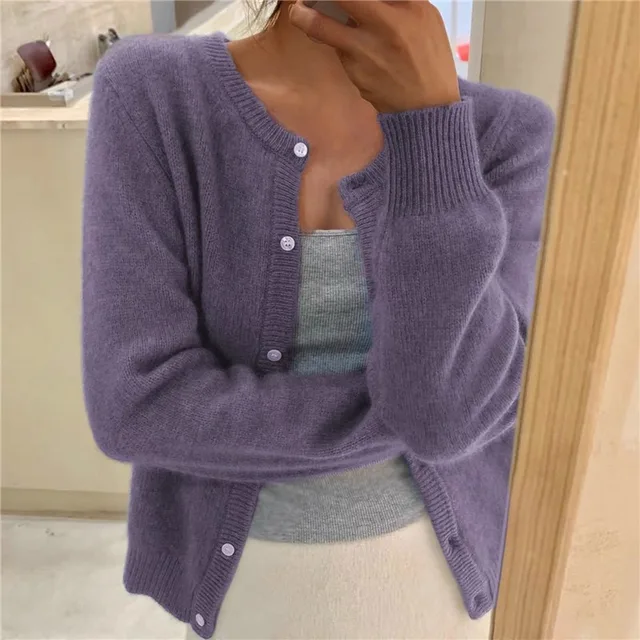 Soft Cashmere-Feel Knit Cardigan with Button Front Modeberg Bern