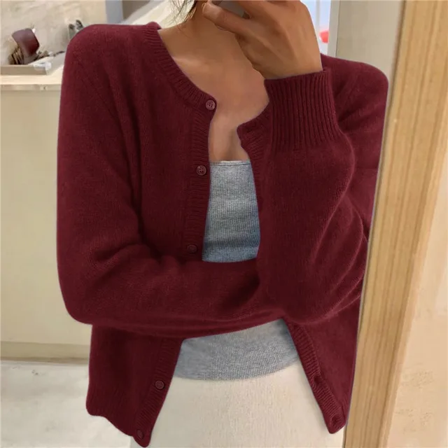 Soft Cashmere-Feel Knit Cardigan with Button Front Modeberg Bern