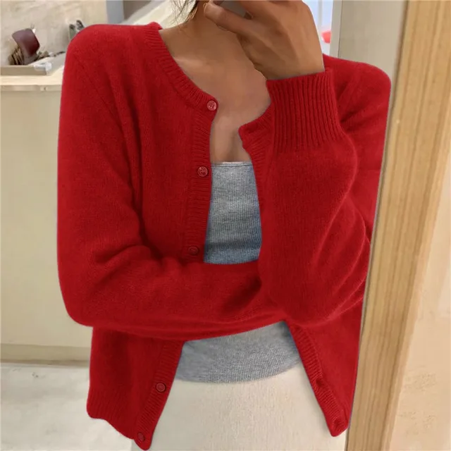 Soft Cashmere-Feel Knit Cardigan with Button Front Modeberg Bern