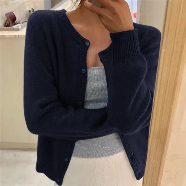 Soft Cashmere-Feel Knit Cardigan with Button Front Modeberg Bern