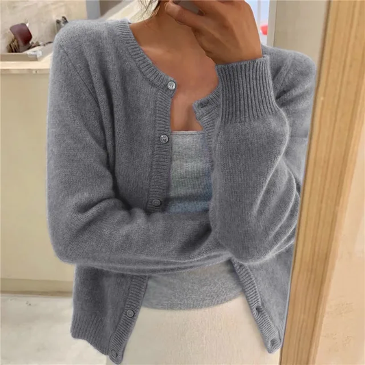Soft Cashmere-Feel Knit Cardigan with Button Front Modeberg Bern