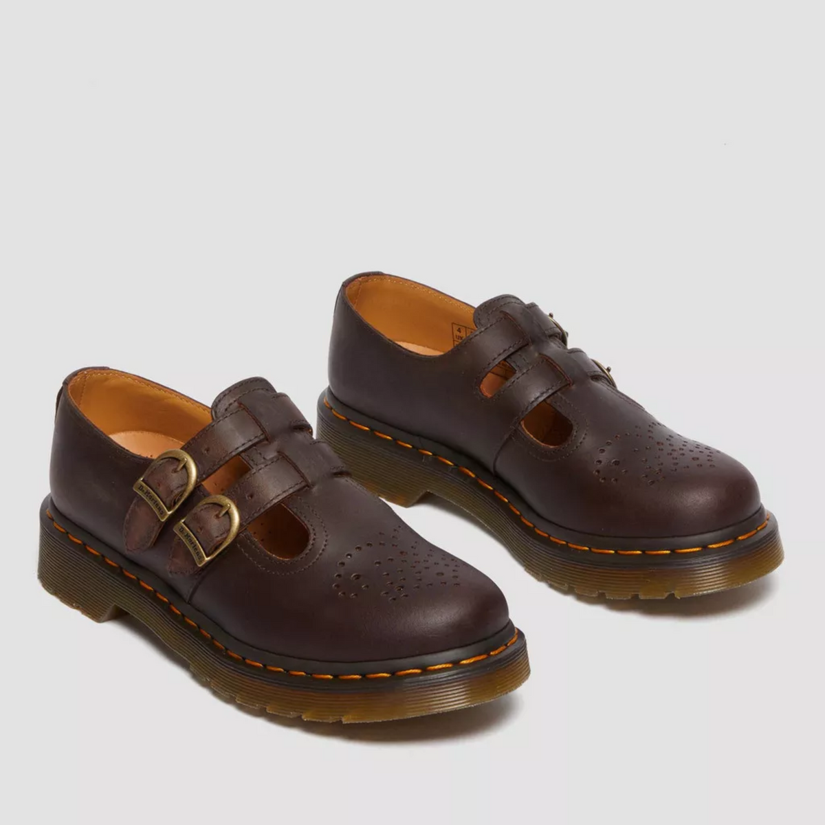 Women's Double Buckle Leather Mary Jane Flats Modeberg Bern