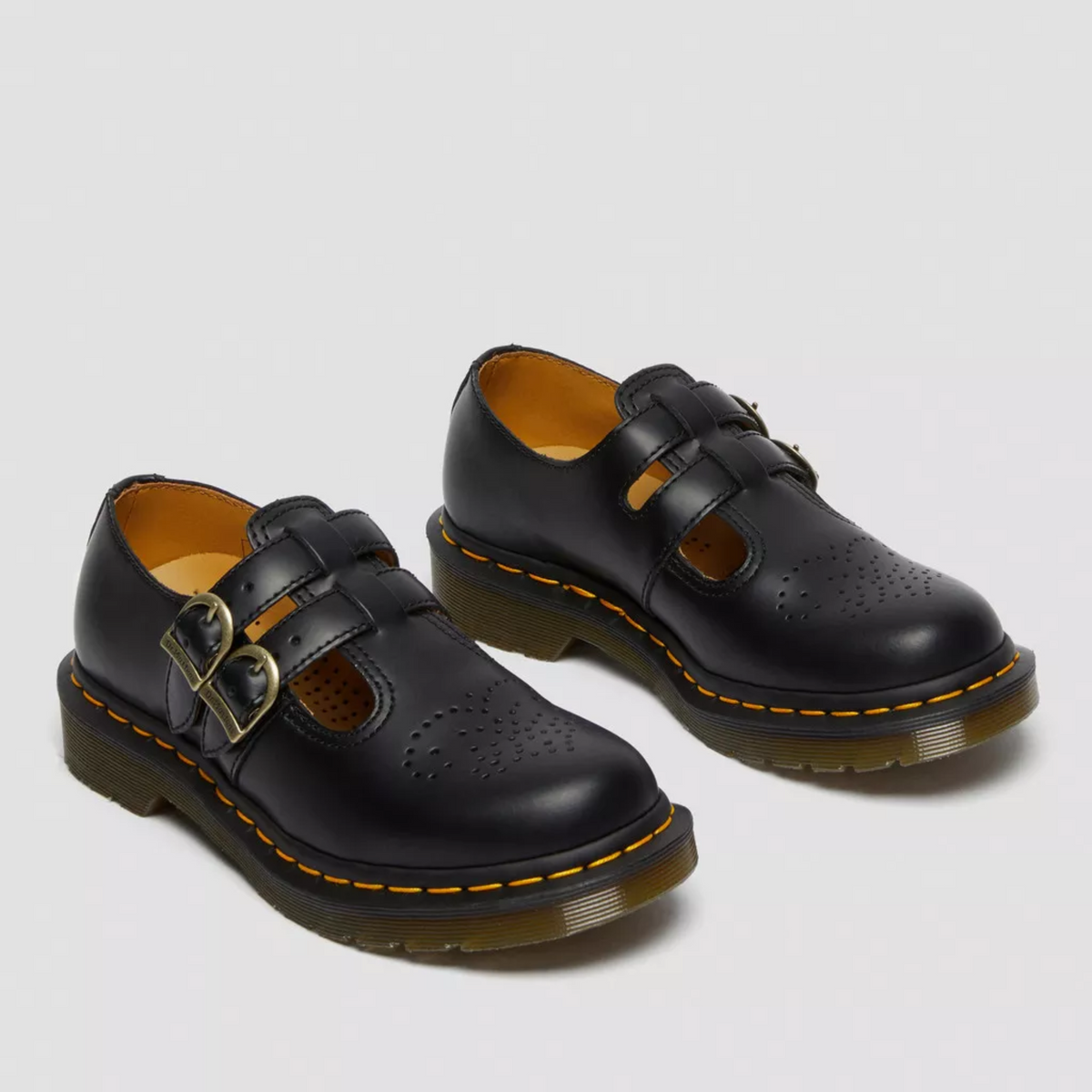 Women's Double Buckle Leather Mary Jane Flats Modeberg Bern