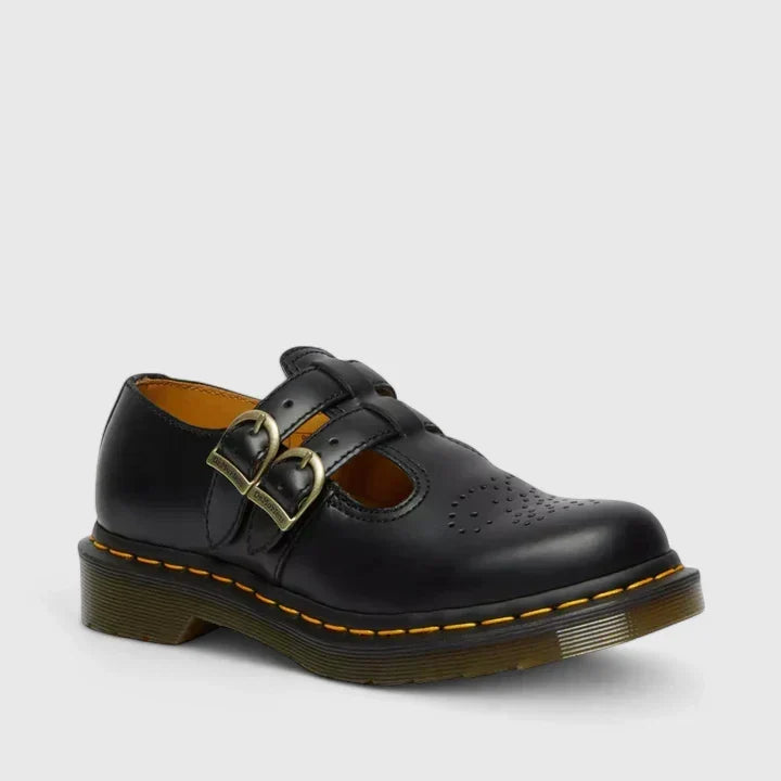 Women's Double Buckle Leather Mary Jane Flats Modeberg Bern