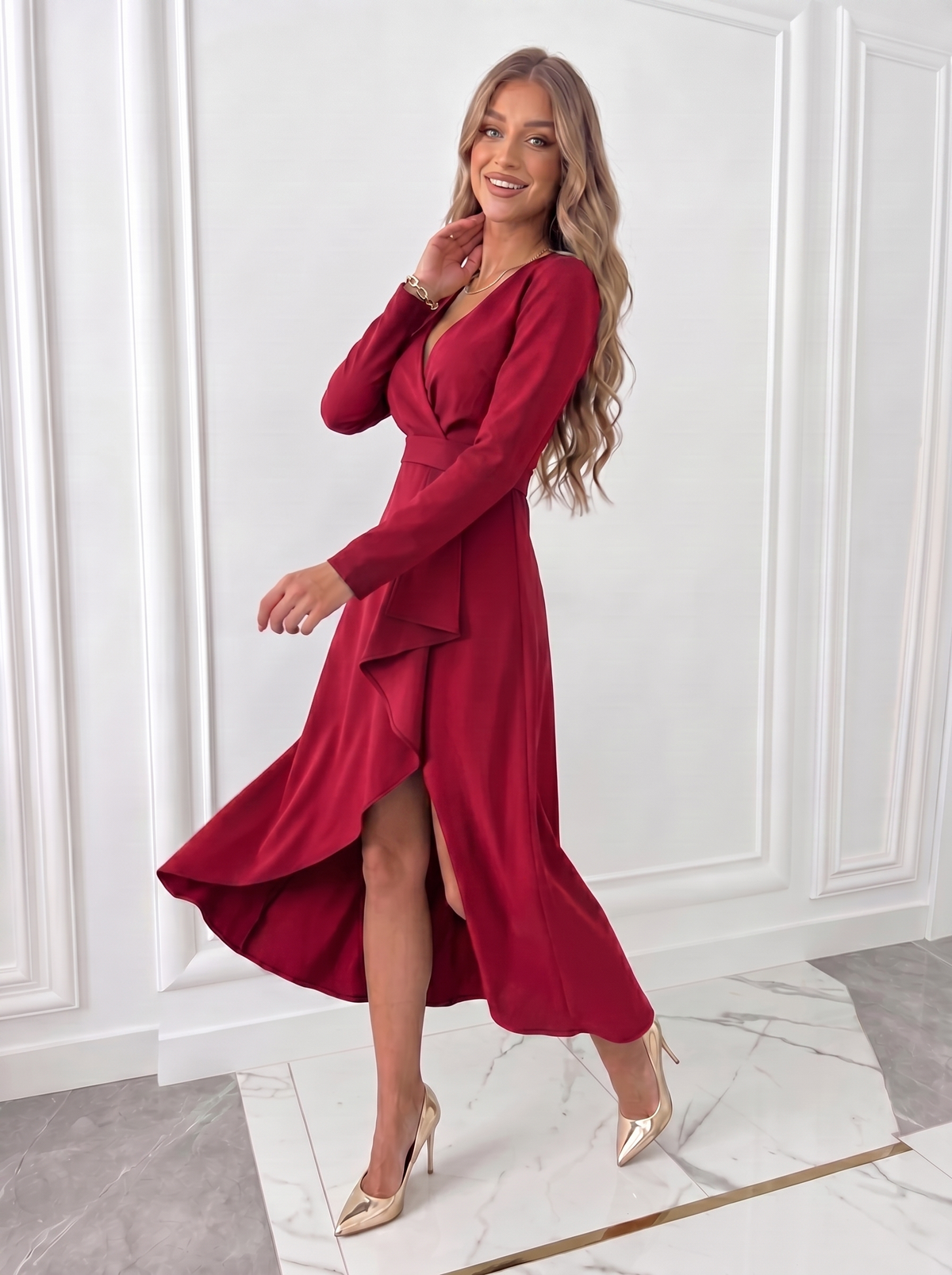 V-Neck Cocktail Sheath Midi Dress Modeberg Bern