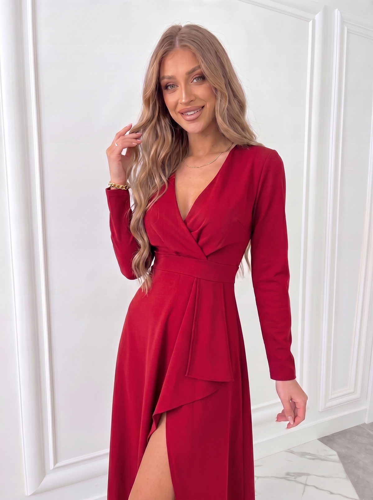 V-Neck Cocktail Sheath Midi Dress Modeberg Bern