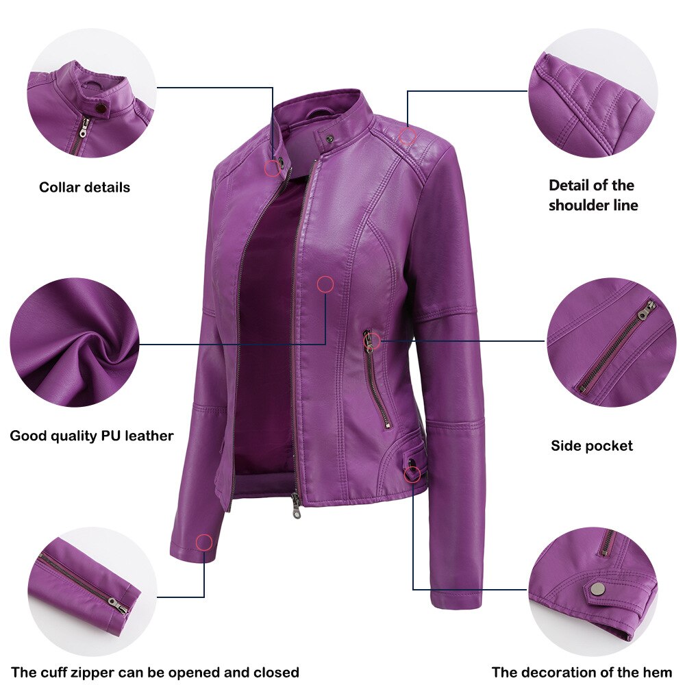 PU Leather Biker Jacket with Stand Collar Modeberg Bern