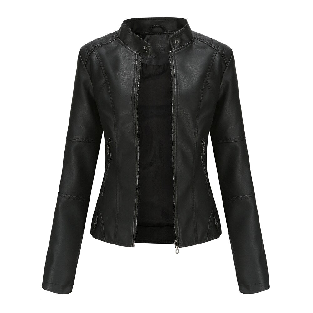 PU Leather Biker Jacket with Stand Collar Modeberg Bern