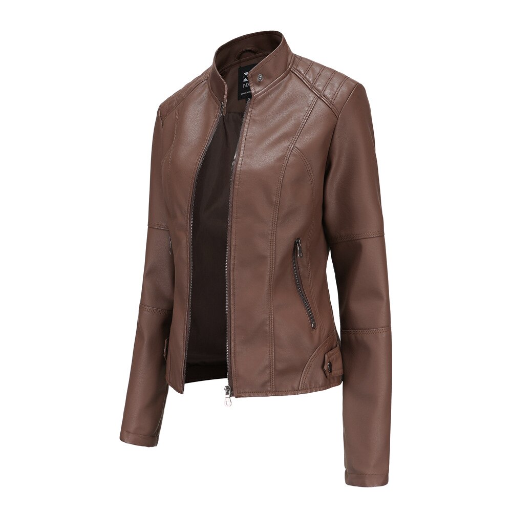 PU Leather Biker Jacket with Stand Collar Modeberg Bern
