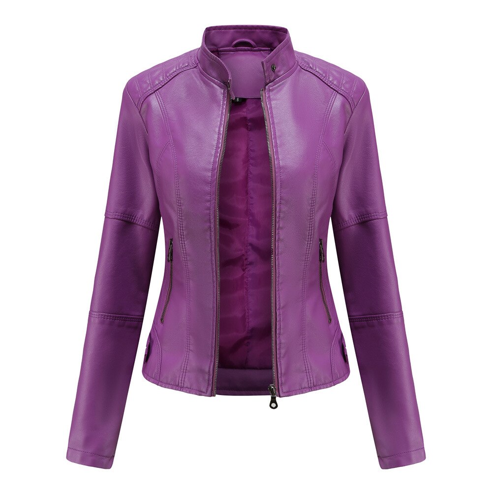 PU Leather Biker Jacket with Stand Collar Modeberg Bern