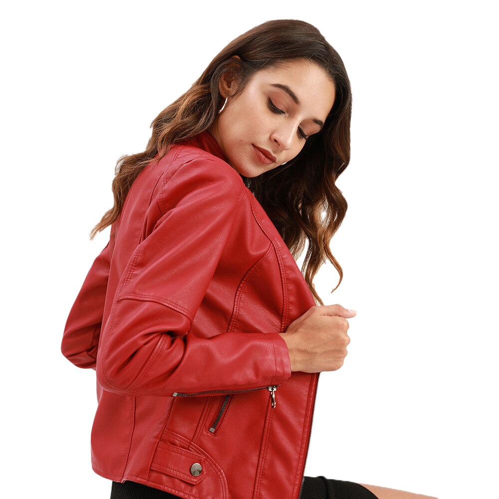 PU Leather Biker Jacket with Stand Collar Modeberg Bern