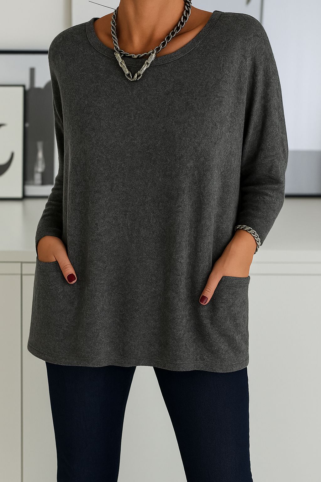 Clavien™ Lange Strick Tunika Modeberg Bern