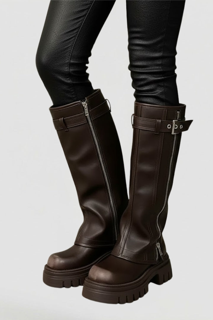 Classic Knee High Platform Boots with Side Zip Modeberg Bern
