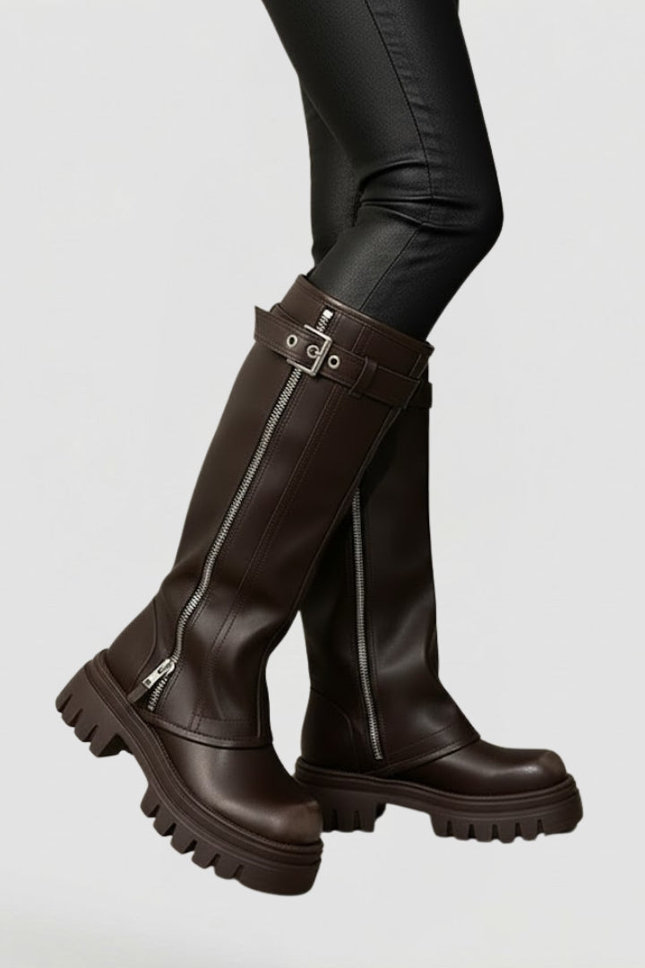 Classic Knee High Platform Boots with Side Zip Modeberg Bern