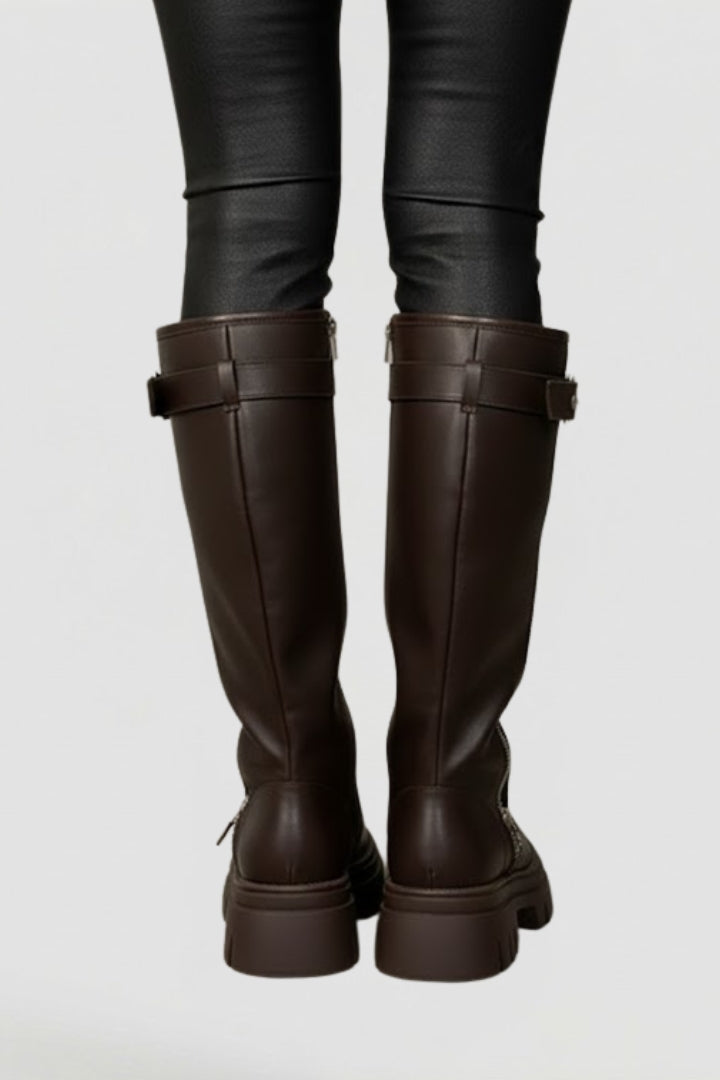 Classic Knee High Platform Boots with Side Zip Modeberg Bern