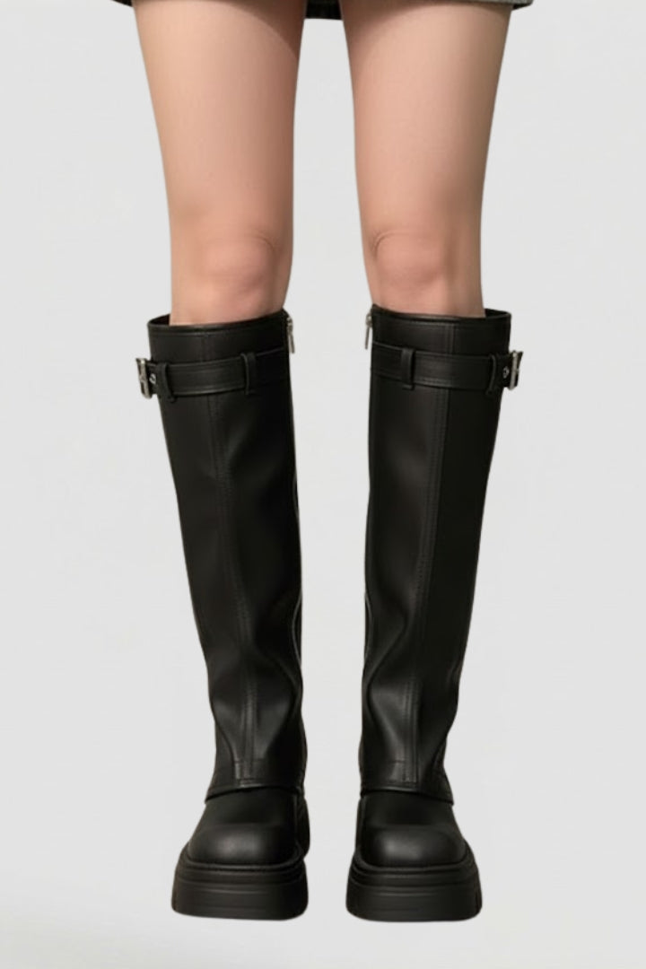 Classic Knee High Platform Boots with Side Zip Modeberg Bern