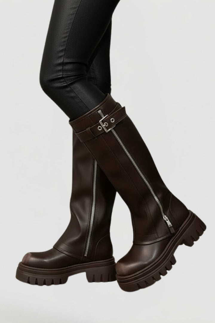 Classic Knee High Platform Boots with Side Zip Modeberg Bern