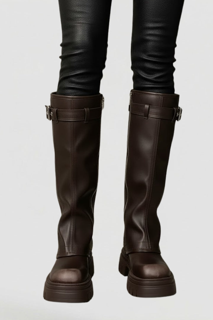 Classic Knee High Platform Boots with Side Zip Modeberg Bern
