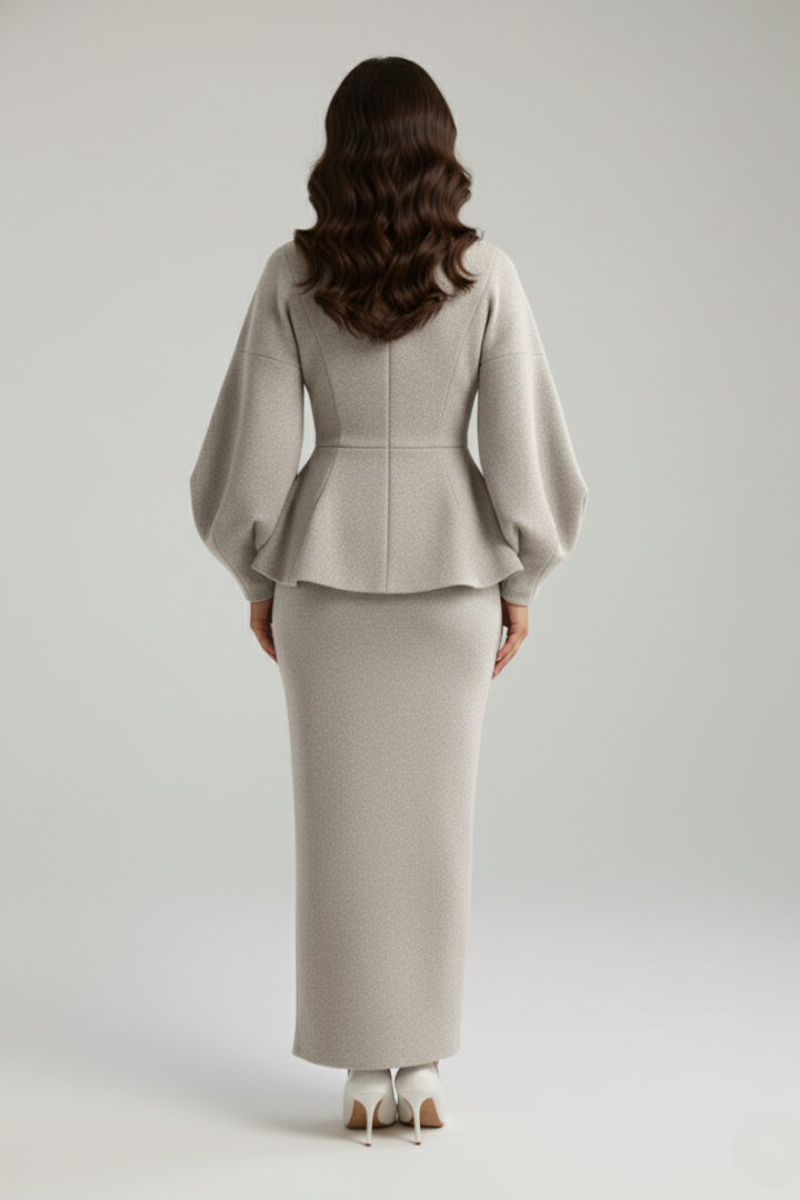 Puff Sleeve Blazer and Midi Skirt Co-Ord Set Modeberg Bern