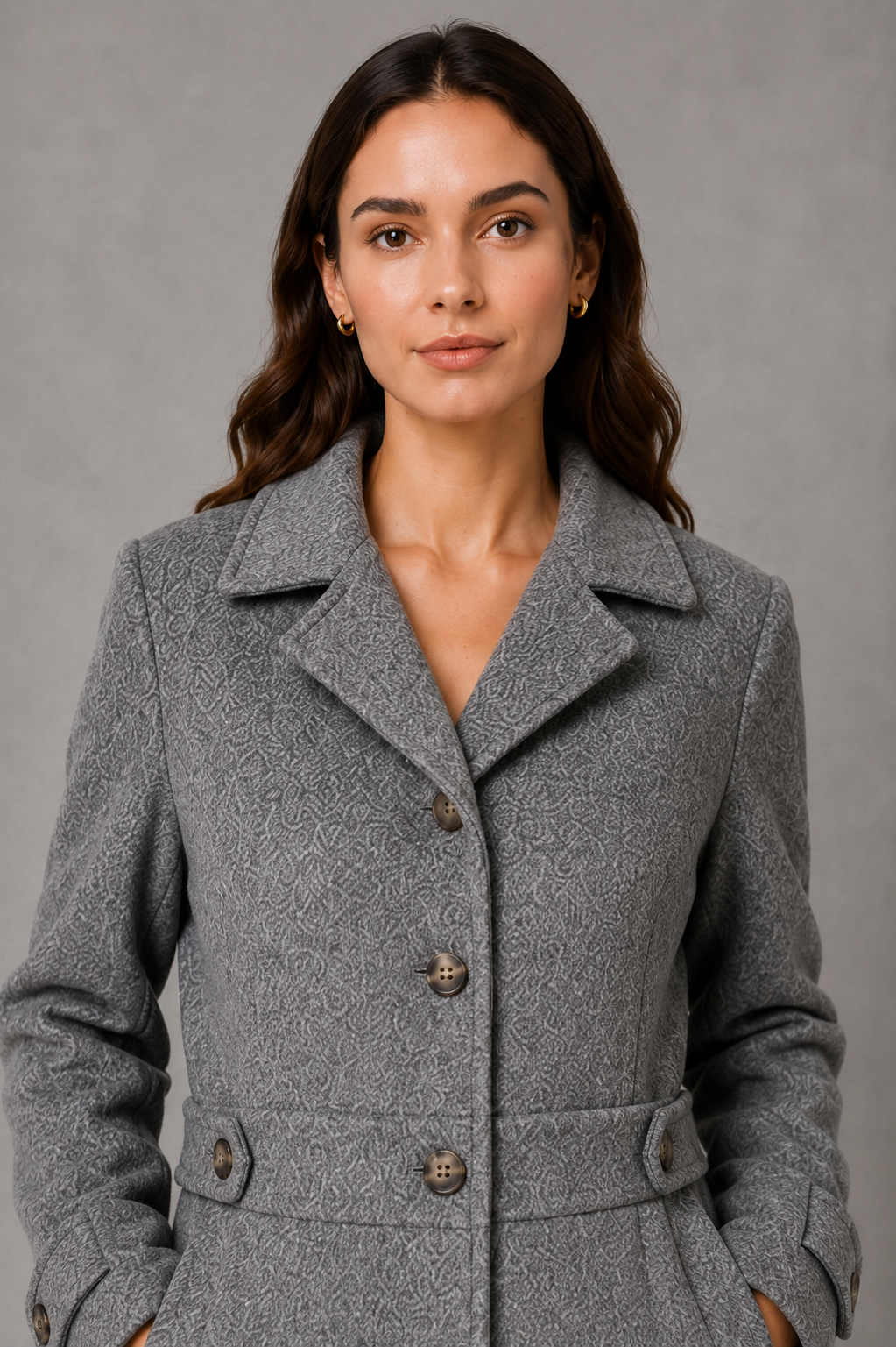 Tailored Longline Coat with Collar and Button Front Modeberg Bern