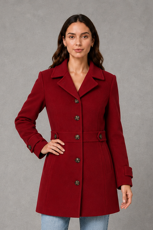 Tailored Longline Coat with Collar and Button Front Modeberg Bern