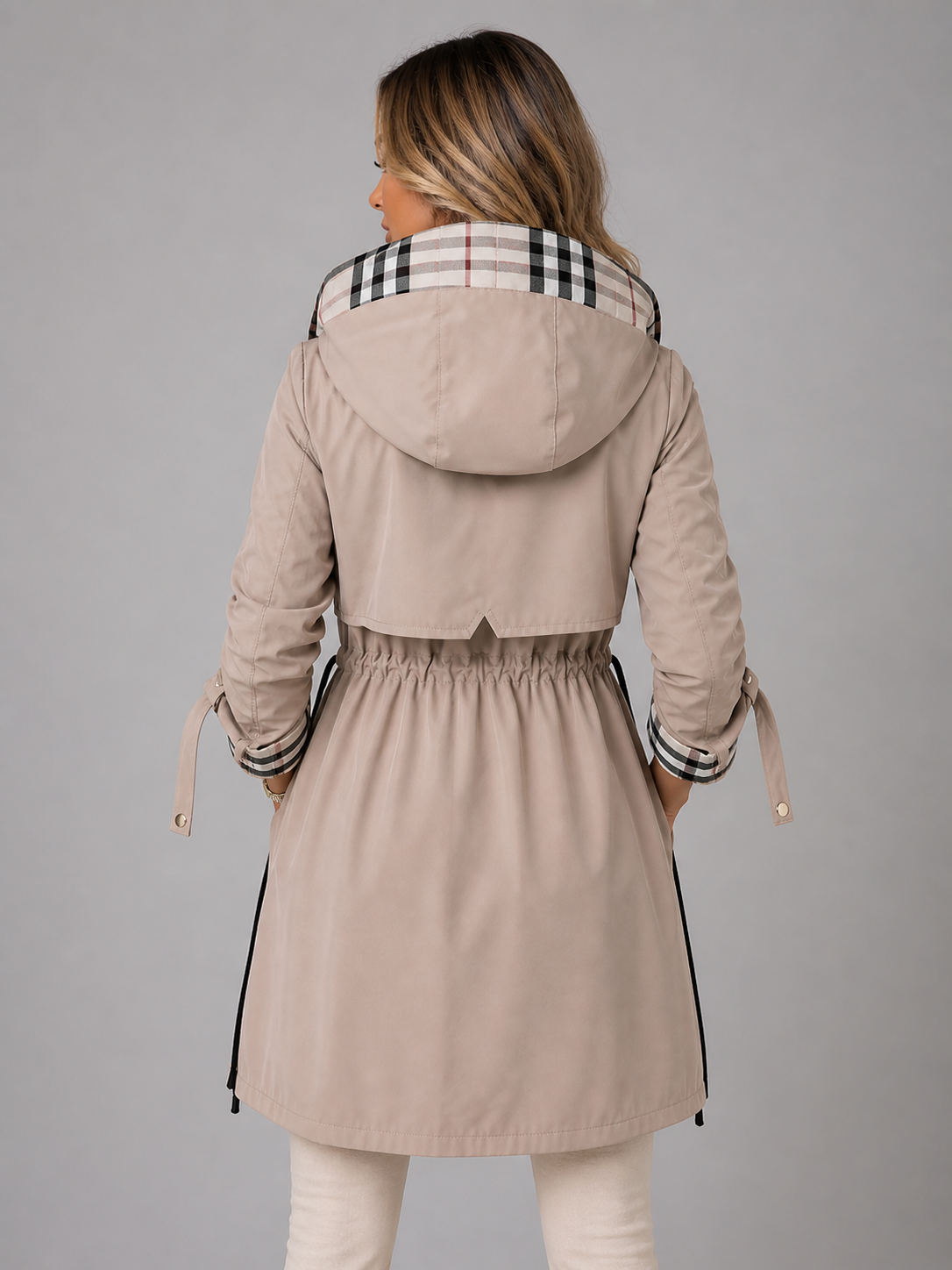 Hooded Longline Rain Coat with Adjustable Waist Modeberg Bern
