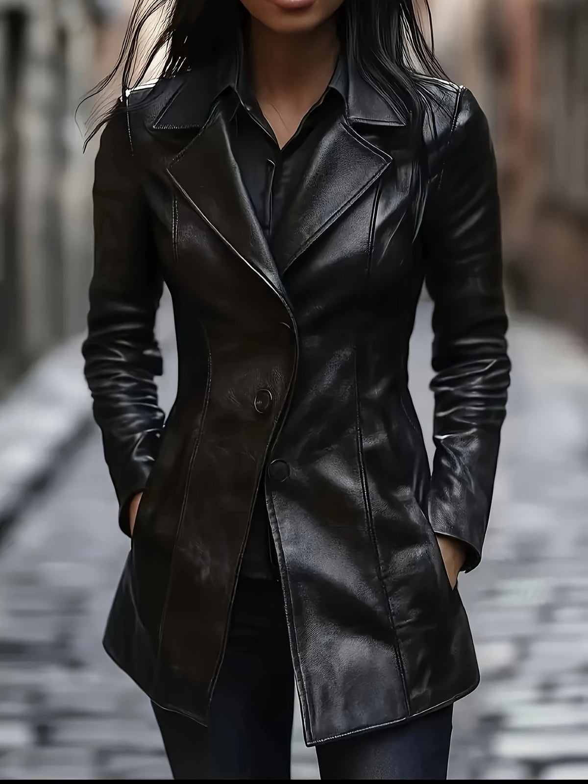 Mid-Length Coat with A-Line Hem and Notched Collar Modeberg Bern
