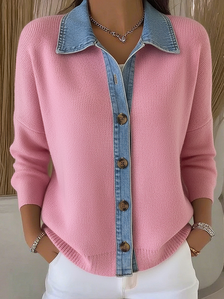 Women's Polo Collar Knit Cardigan Modeberg Bern