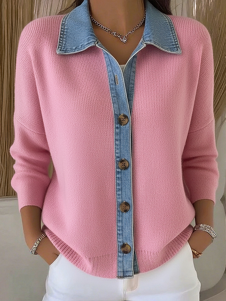 Women's Polo Collar Knit Cardigan Modeberg Bern