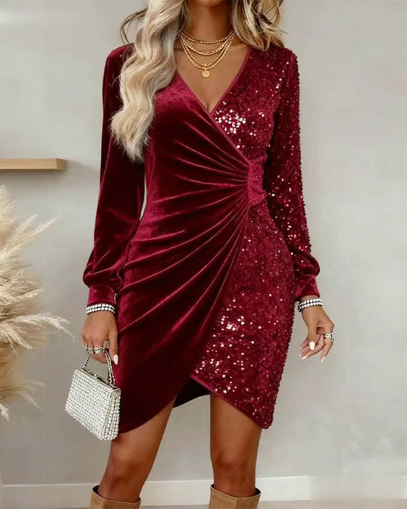 V-Neck Sequined Velvet Evening Dress Modeberg Bern