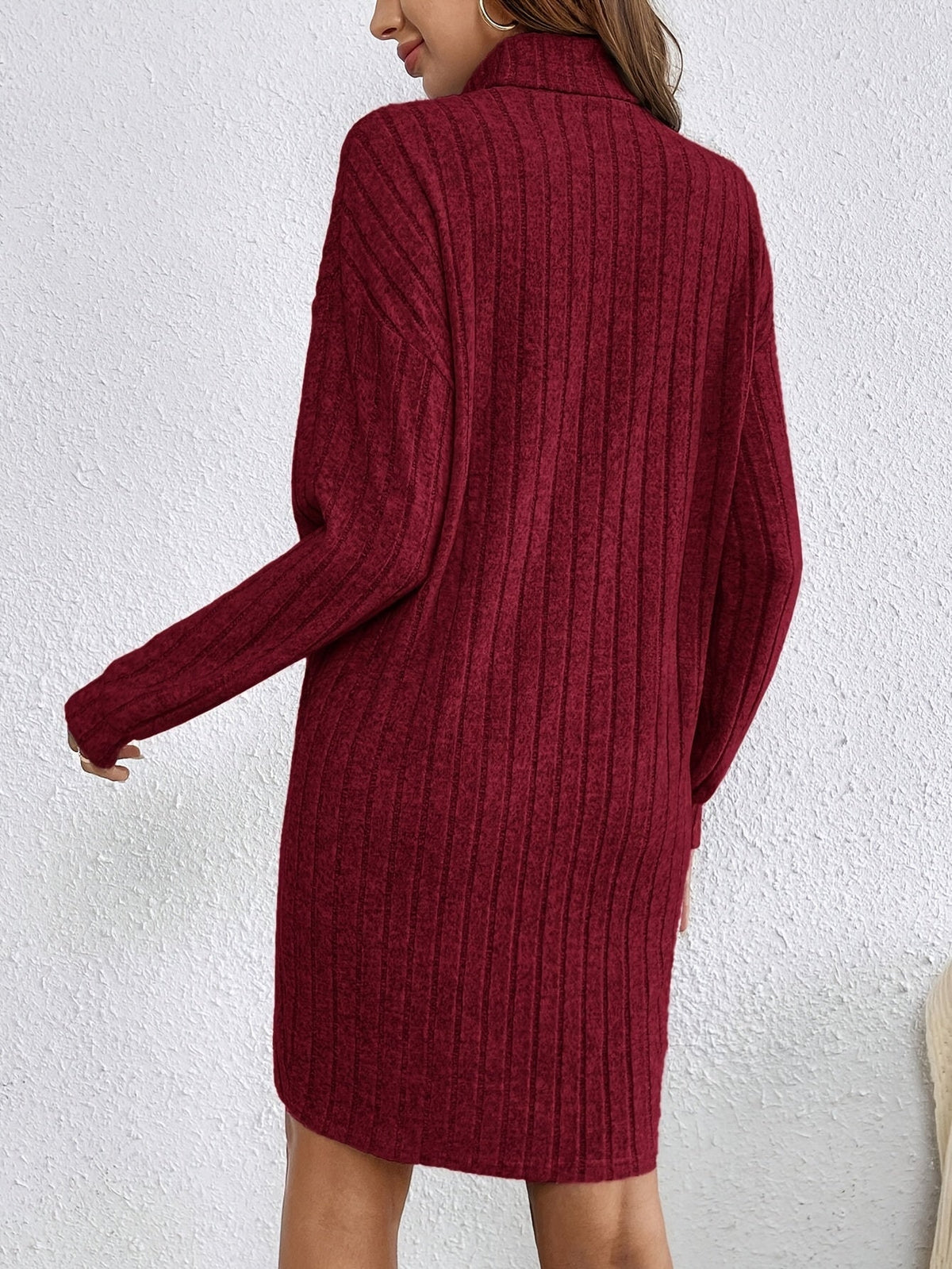 Ribbed Roll Neck Jumper Dress with Stretch Knit Modeberg Bern