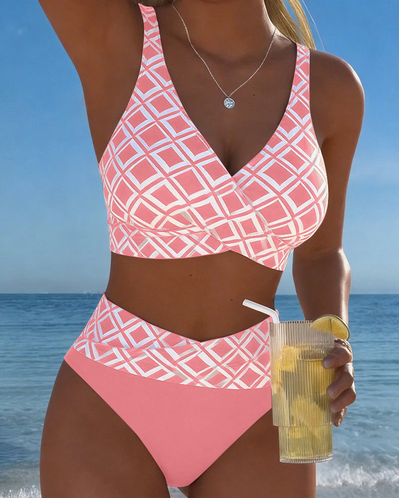 Nina™ Zweiteiliger Bikini mit Bh-Schnitt und Rautenmuster für Damen