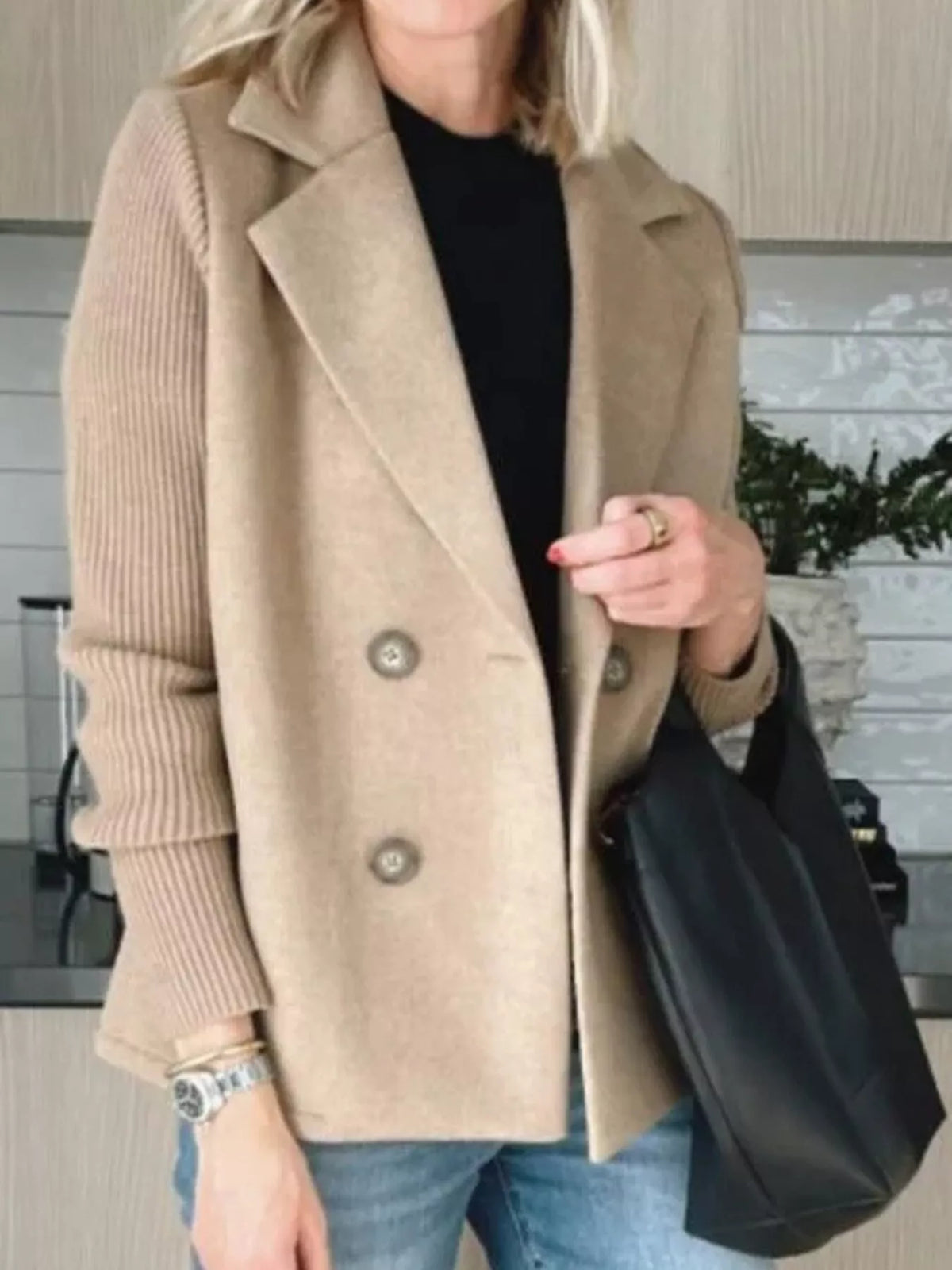Mid-Length Shawl Collar Overcoat with Buttoned Front Modeberg Bern