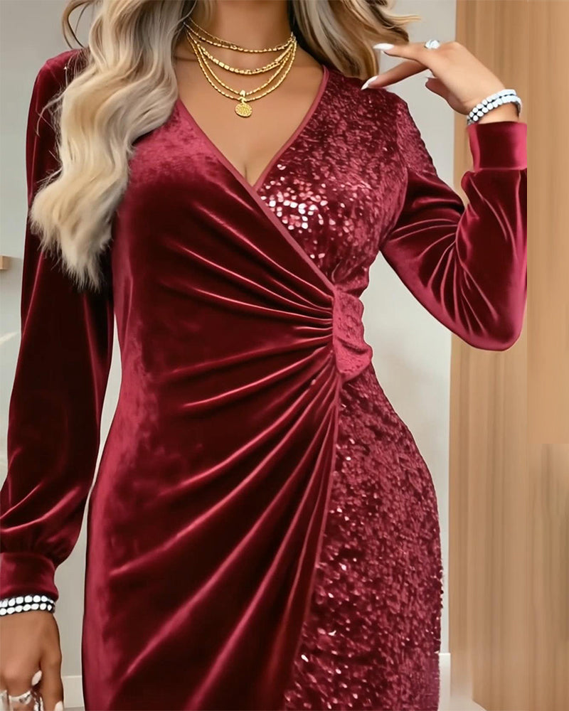 V-Neck Sequined Velvet Evening Dress Modeberg Bern