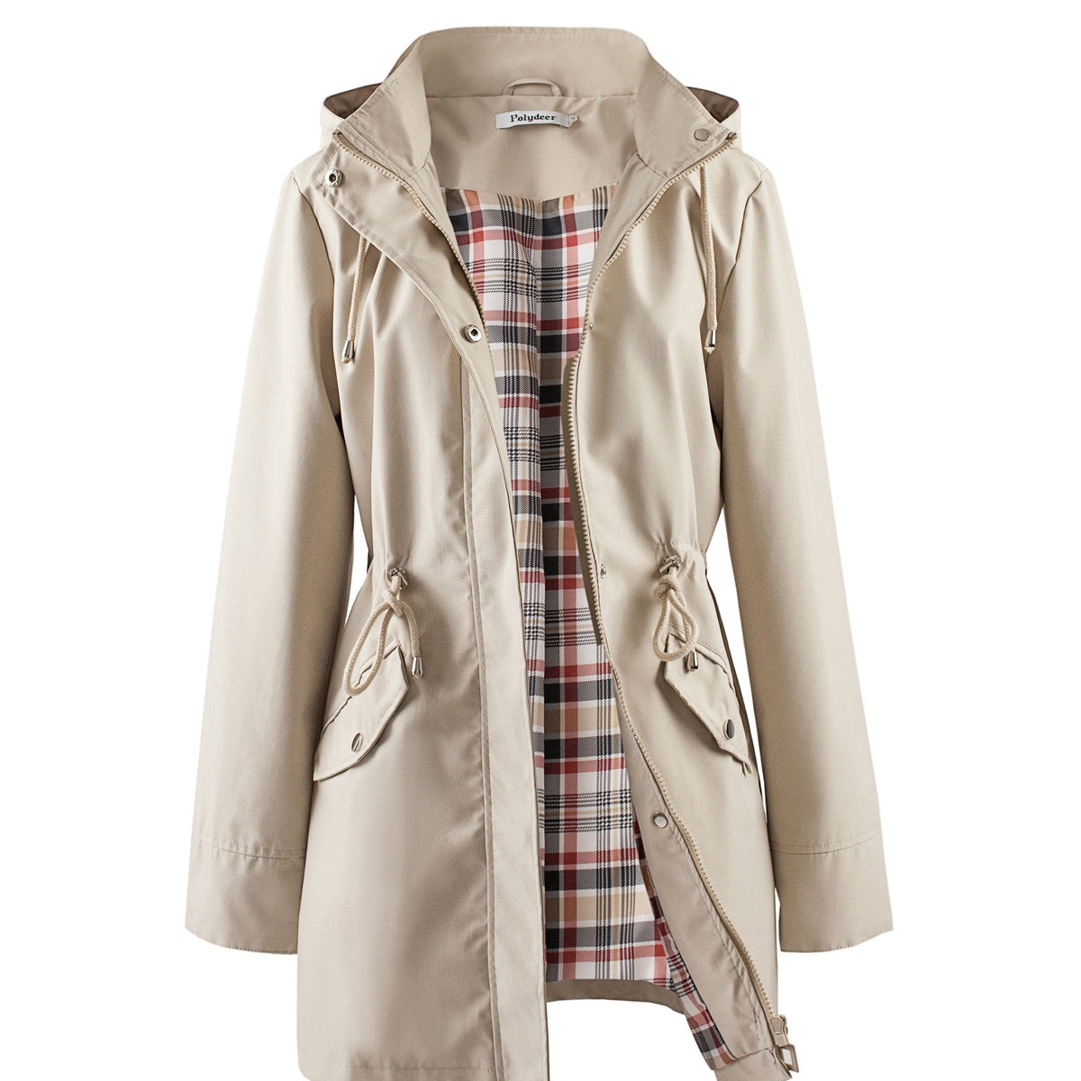 Hooded Zip Up Coat with Drawstring Waist Modeberg Bern
