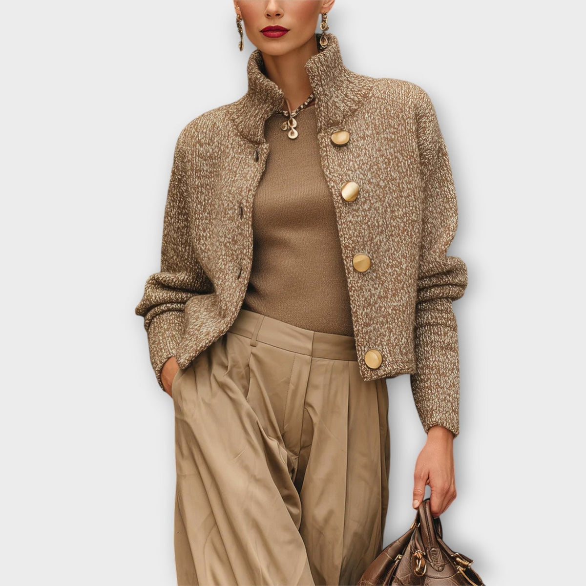 Textured Knit Button-Up Jacket Modeberg Bern