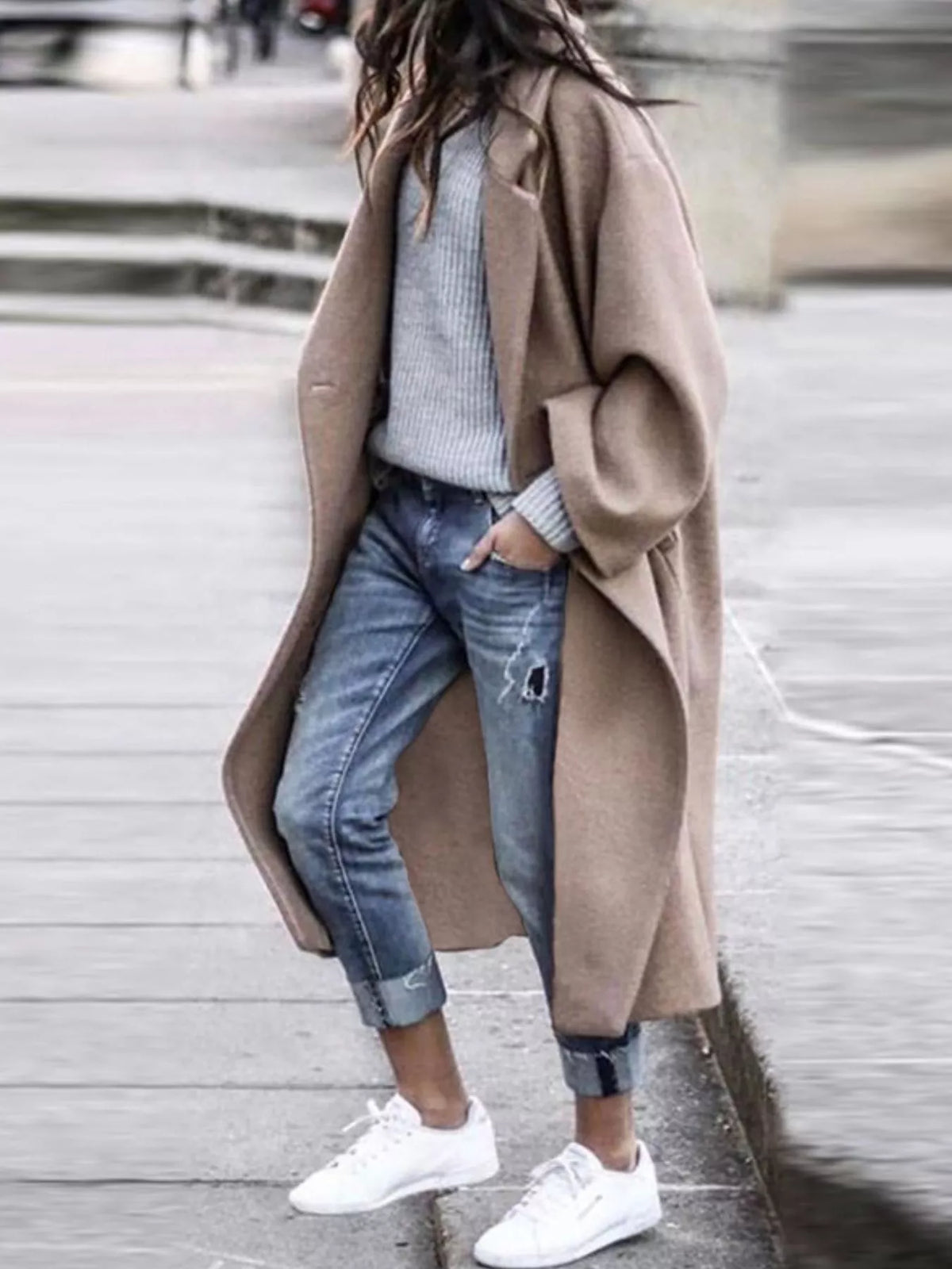 Oversized Long Winter Coat with Wide Sleeves Modeberg Bern