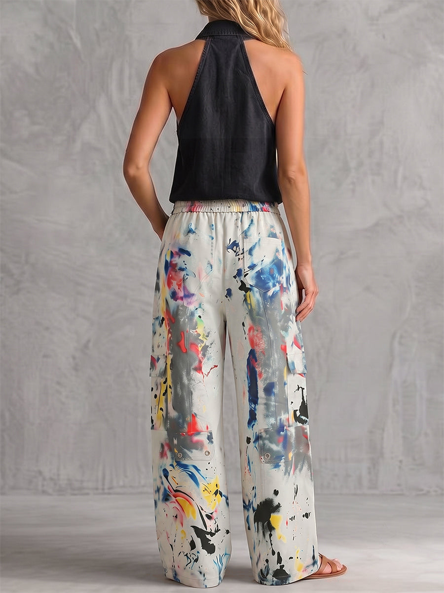 Graffiti Print Wide-Leg High-Waisted Jeans Modeberg Bern