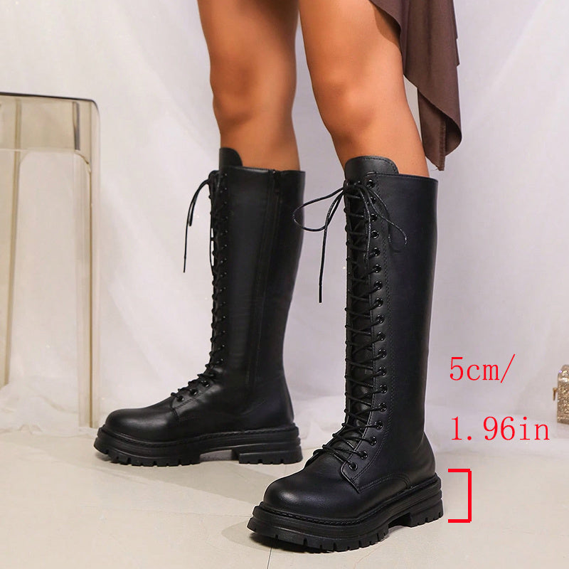 Women's Knee-High Lace-Up Boots with Platform Soles Modeberg Bern