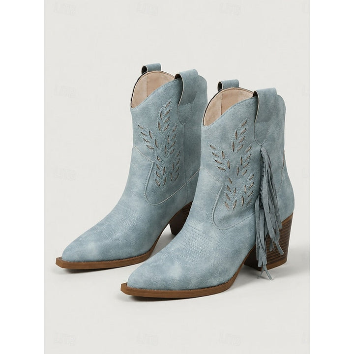 Tasseled Western Ankle Boots with Block Heel Modeberg Bern