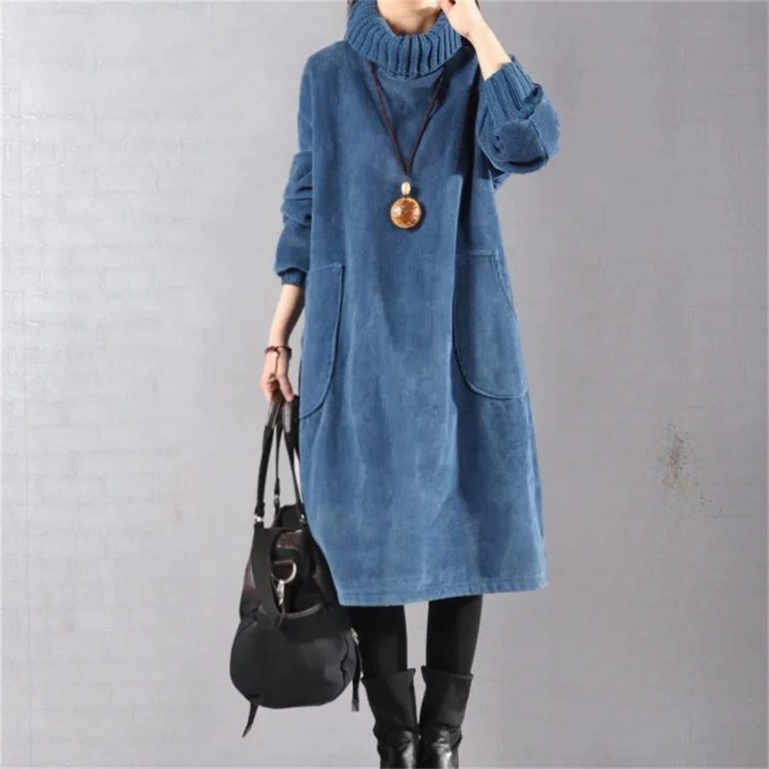 Roll Neck Midi Jumper Dress with Patch Pockets Modeberg Bern