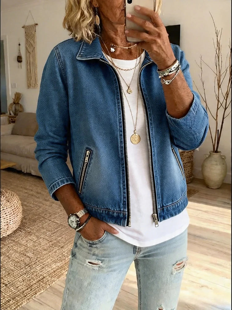 Casual Denim Zip-Up Cardigan Modeberg Bern