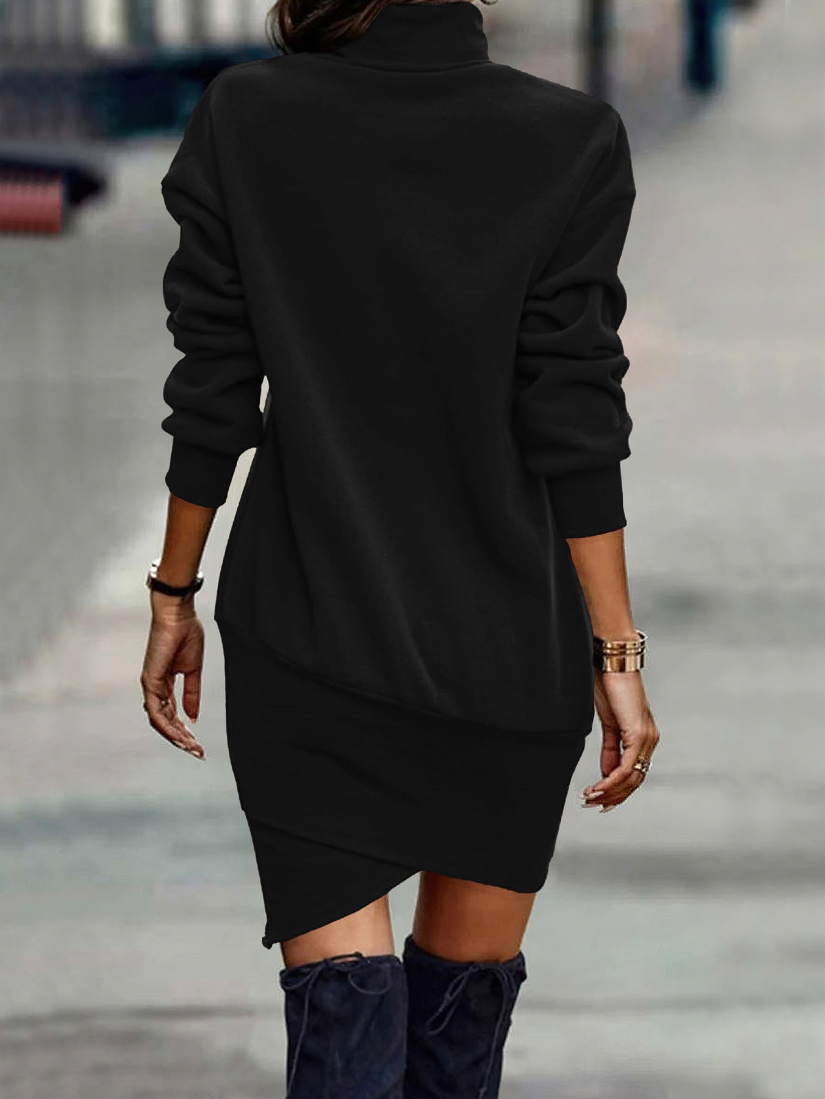 High Neck Long Sleeve Knit Mini Dress Modeberg Bern