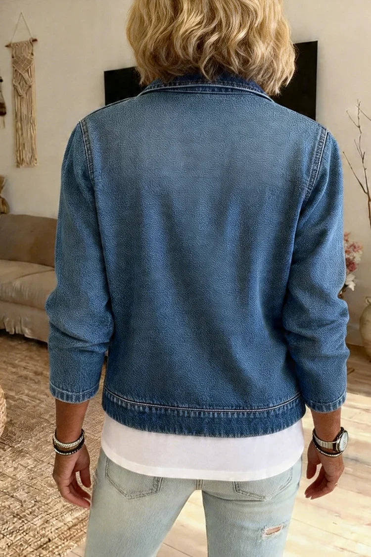 Casual Denim Zip-Up Cardigan Modeberg Bern