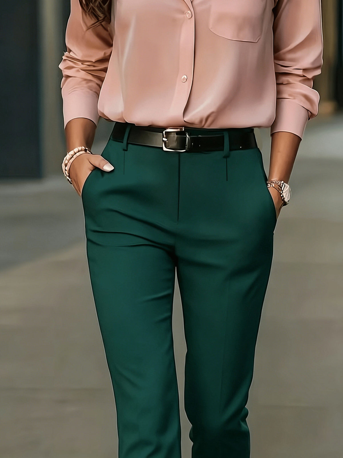 High-Waisted Slim-Fit Pencil Trousers Modeberg Bern