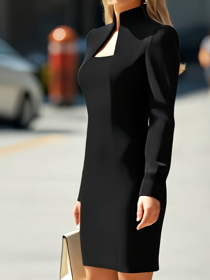 High Neck Long Sleeve Fitted Winter Dress Modeberg Bern